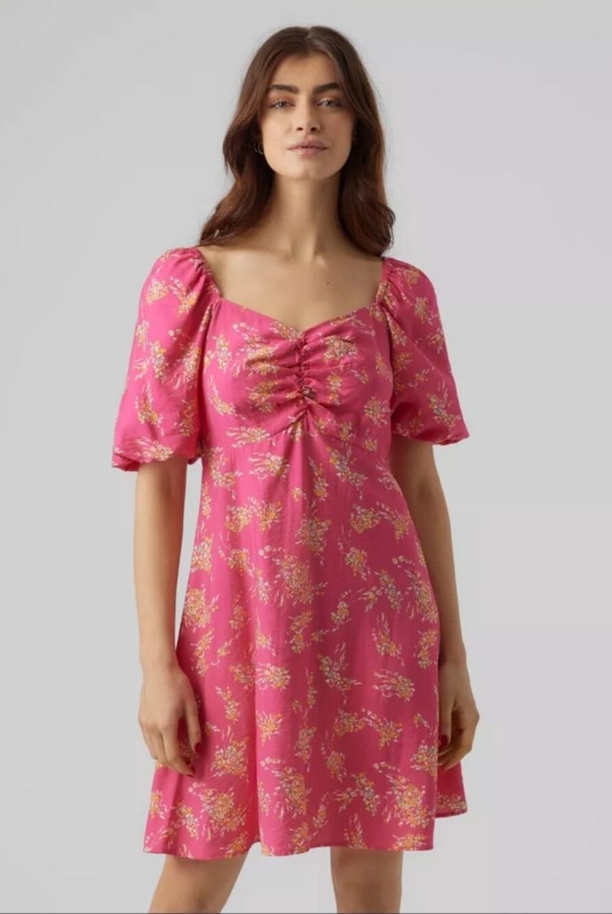 Vero Moda Floral Sweetheart Neck Mini Dress Size S